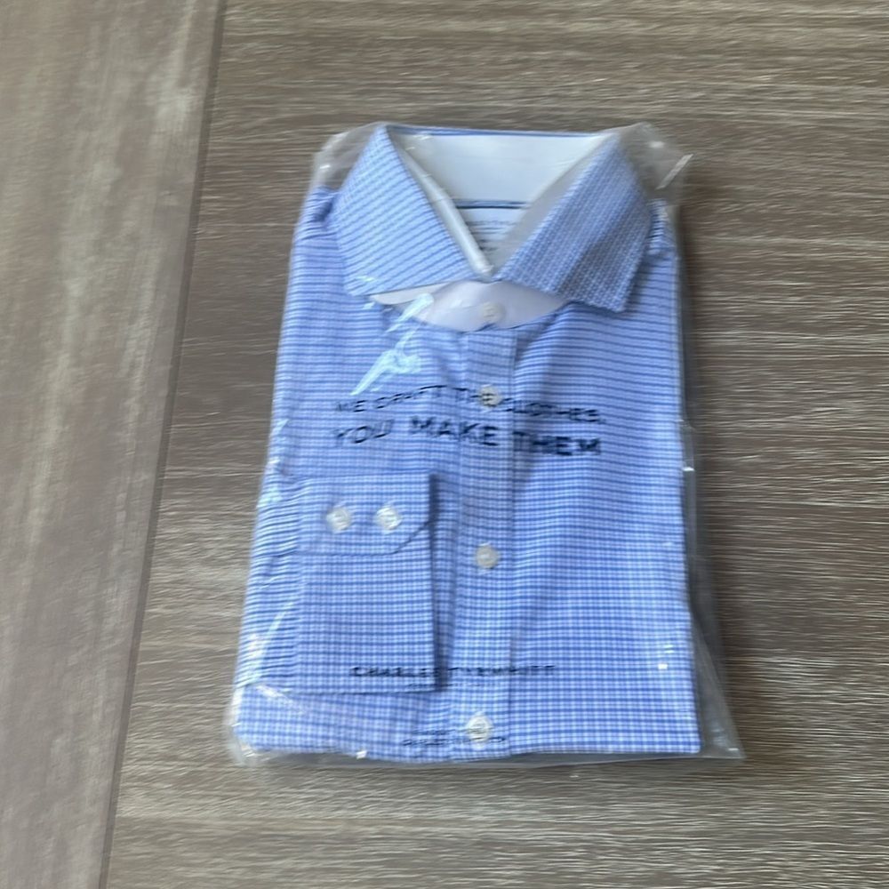 Charles Trywhitt extra Slim Fit Non-Iron Gridded Poplin Shirt cobalt blue NWT - Picture 2 of 3